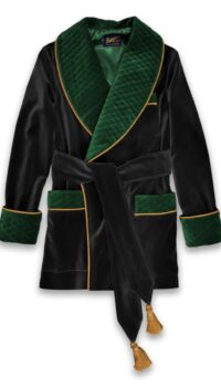 green black smoking jacket velvet robe men, Dressing Gowns and Pajamas by Baturina Homewear