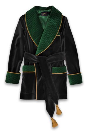 green black smoking jacket velvet robe men, Dressing Gowns and Pajamas by Baturina Homewear