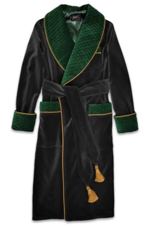 green black velvet velvet robe men, Dressing Gowns and Pajamas by Baturina Homewear