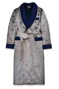 navy 01 silver jacquard robe dressing gown smoking jacket, Dressing Gowns and Pajamas by Baturina Homewear