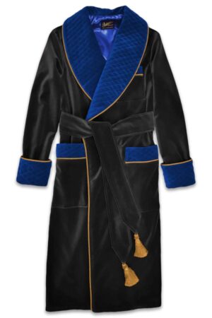 royal blue black velvet robe men, Dressing Gowns and Pajamas by Baturina Homewear