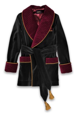 smoking jacket black burgundy velvet robe men, Dressing Gowns and Pajamas by Baturina Homewear