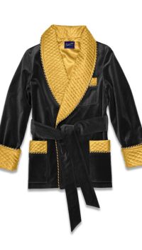 black gold 2 velvet smoking jacket silk, Dressing Gowns and Pajamas by Baturina Homewear