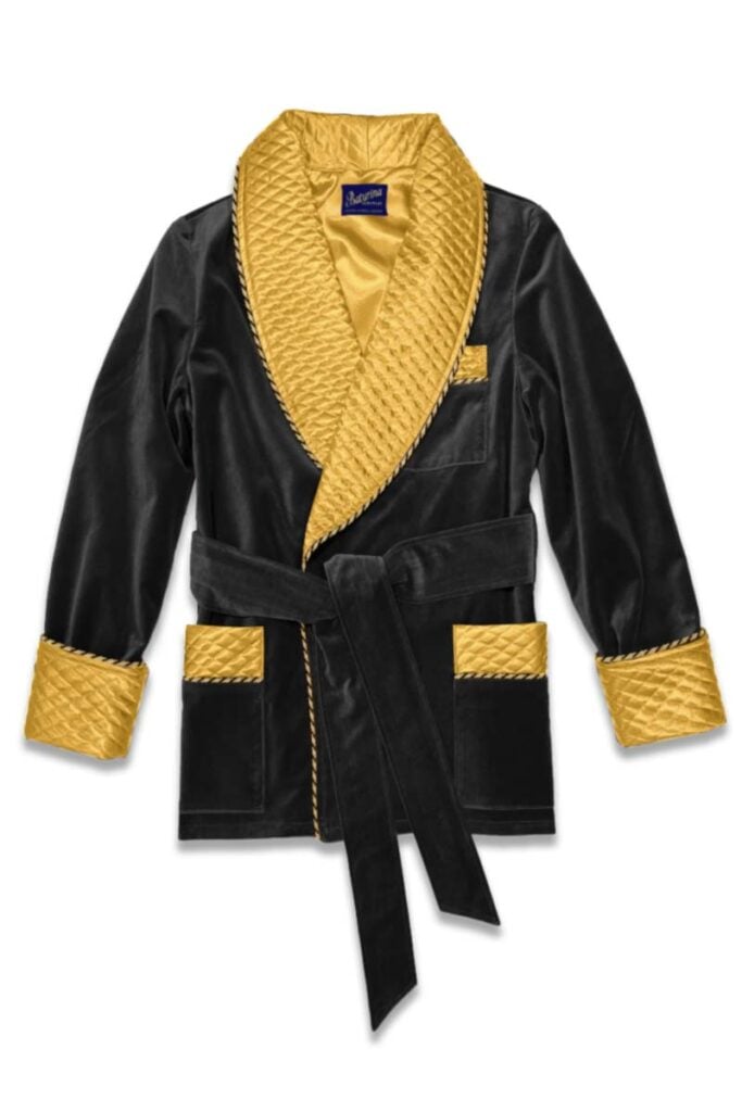 black gold 2 velvet smoking jacket silk, Dressing Gowns and Pajamas by Baturina Homewear