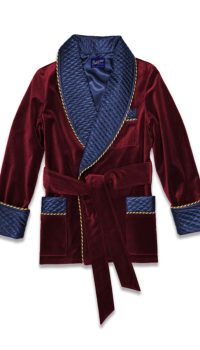 burgundy navy2 velvet smoking jacket silk, Dressing Gowns and Pajamas by Baturina Homewear