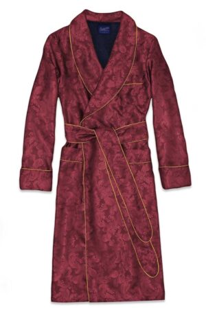 burgundy terry 1paisley silk cotton lined robe, Dressing Gowns and Pajamas by Baturina Homewear