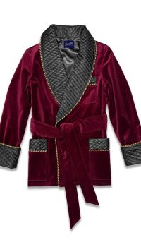 burgundy velvet smoking jacket silk, Dressing Gowns and Pajamas by Baturina Homewear