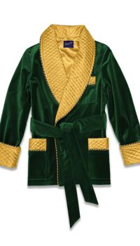 green gold 1 velvet smoking jacket silk, Dressing Gowns and Pajamas by Baturina Homewear