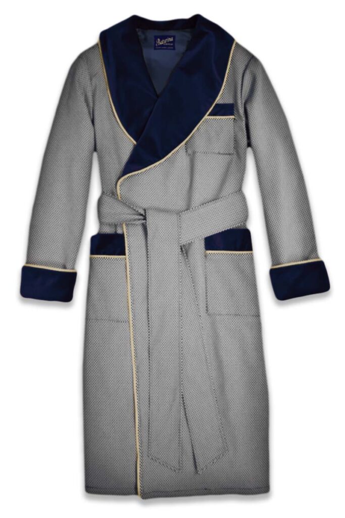 navy black and white jacquard medallion velvet robe, Dressing Gowns and Pajamas by Baturina Homewear