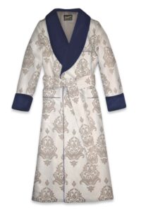 navy1 cream fleur de lys, Dressing Gowns and Pajamas by Baturina Homewear