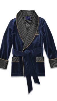 navy1 velvet smoking jacket silk, Dressing Gowns and Pajamas by Baturina Homewear