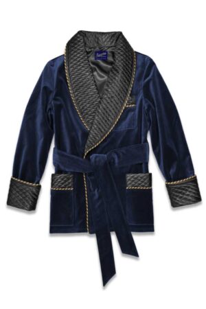 navy1 velvet smoking jacket silk, Dressing Gowns and Pajamas by Baturina Homewear