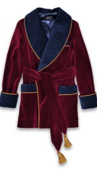 jacket navy burgundy smoking quilted velvet robe men, Dressing Gowns and Pajamas by Baturina Homewear