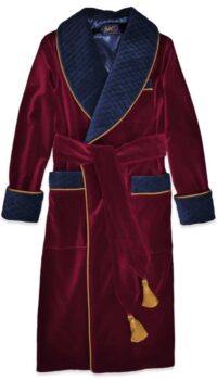 navy burgundy smoking quilted velvet robe men, Dressing Gowns and Pajamas by Baturina Homewear