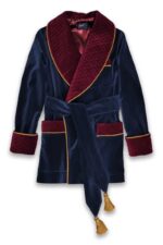 Men's Smoking Jacket Navy Burgundy Gold Velvet