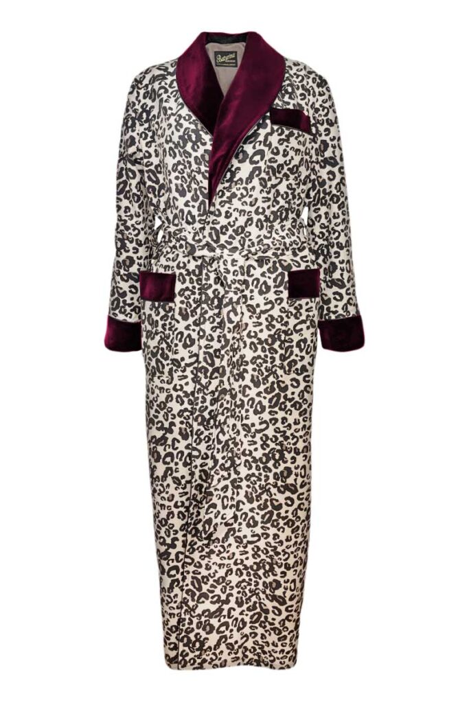 burgundy1 ladies leopard robe velvet, Dressing Gowns and Pajamas by Baturina Homewear