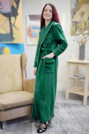 green fleece robe2, Dressing Gowns and Pajamas by Baturina Homewear