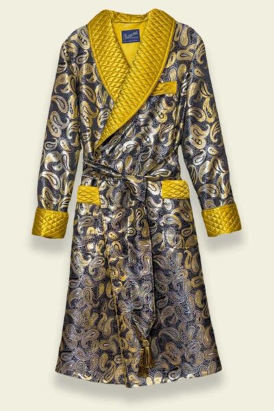 1gold paisley brocade dressing gown robe, Dressing Gowns and Pajamas by Baturina Homewear