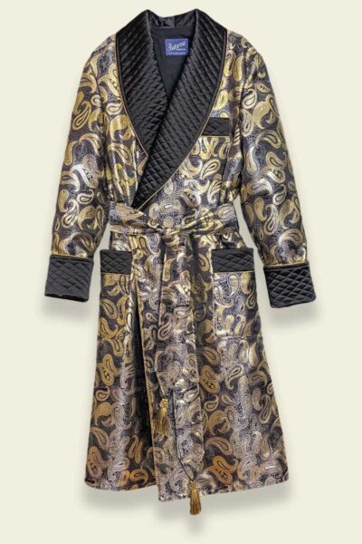 1gold paisley dressing gown black robe, Dressing Gowns and Pajamas by Baturina Homewear