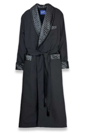 black robe quilted silk warm long dressing gown, Dressing Gowns and Pajamas by Baturina Homewear