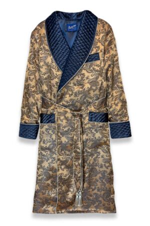 paisley dressing gown robe gold blue, Dressing Gowns and Pajamas by Baturina Homewear