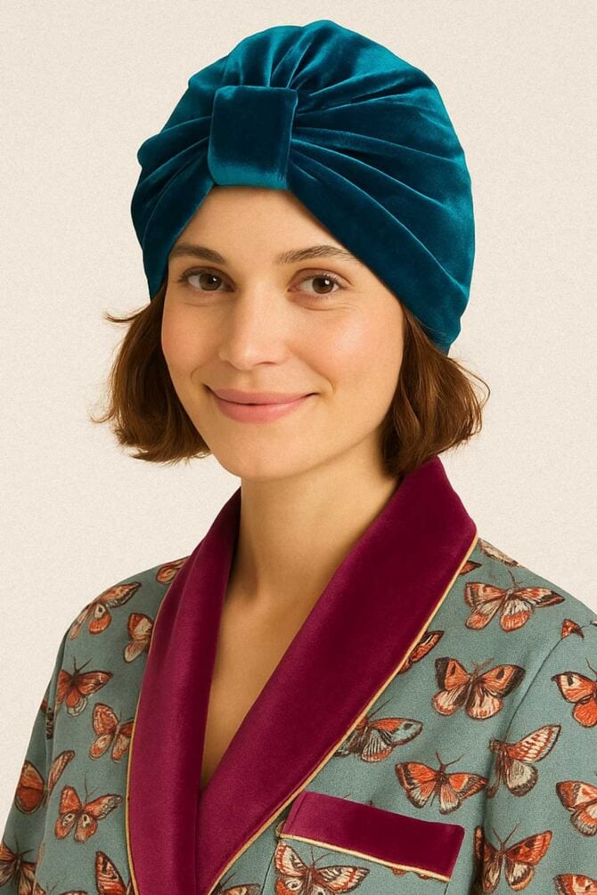 Turban Velvet Headwrap Teal - Image 1