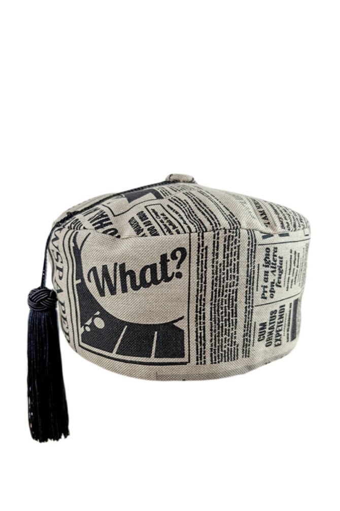 Smoking Cap Zeitungsdruck Baumwolle – Bild 1