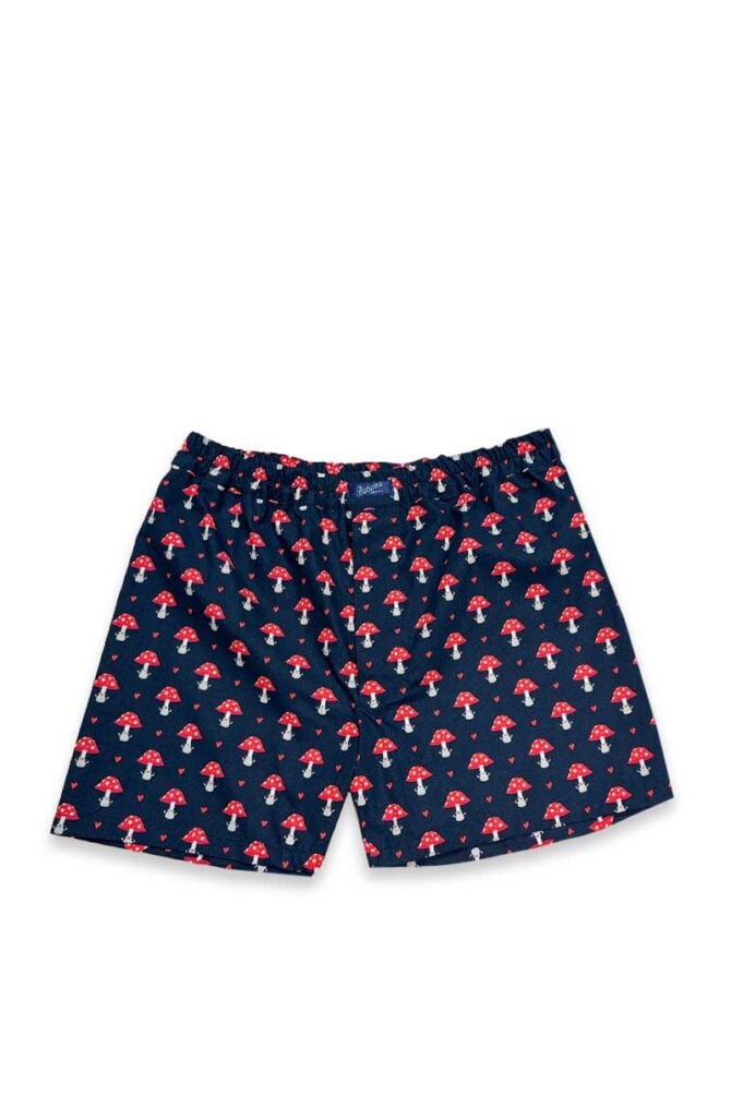Men's Pajamas Set Mushroom Print Cotton Red Navy - Image 3