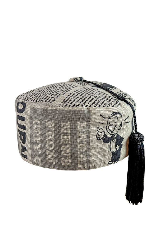Smoking Cap Zeitungsdruck Baumwolle – Bild 3