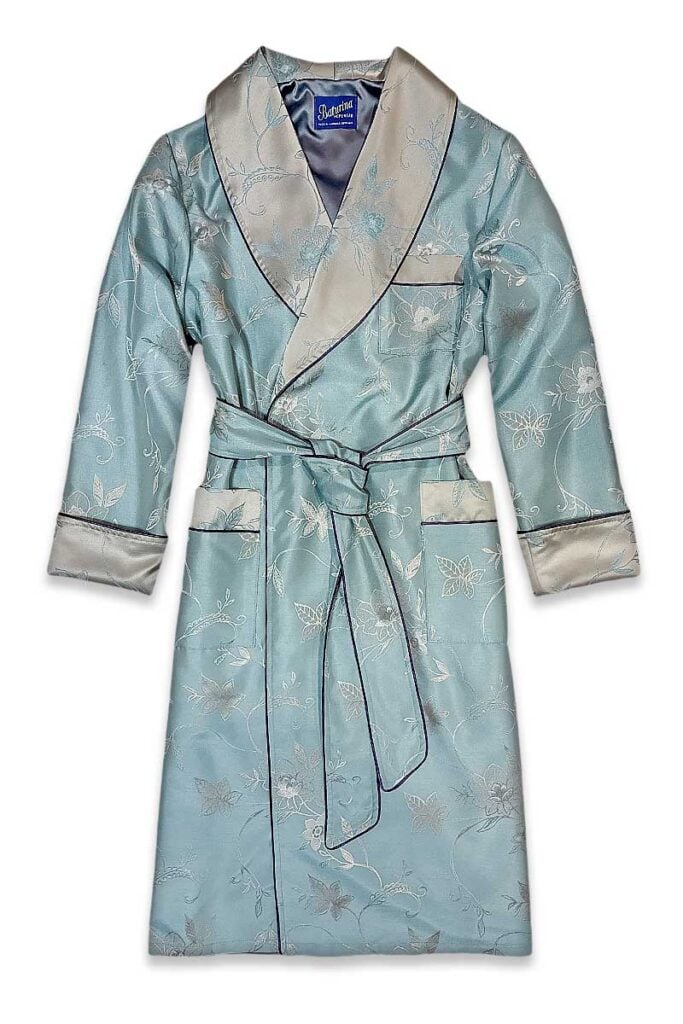 pastel blue light gold floral dressing gown, Dressing Gowns and Pajamas by Baturina Homewear