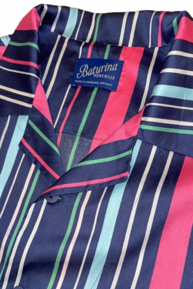 Men's Pajamas Set Striped Cotton Navy Pink - Image 2
