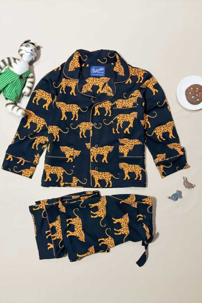 Pyjama-Set für Kinder Baumwolle Jersey Golden Leopard – Bild 2
