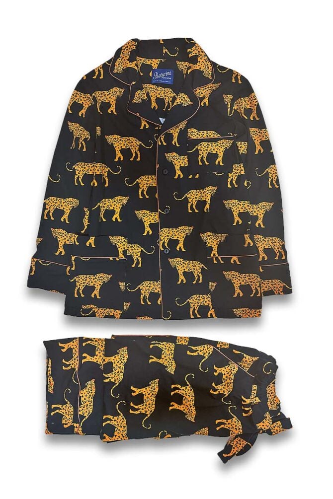 Herren Pyjama Set Baumwolle Jersey Golden Leopard - Warm und weich – Bild 1