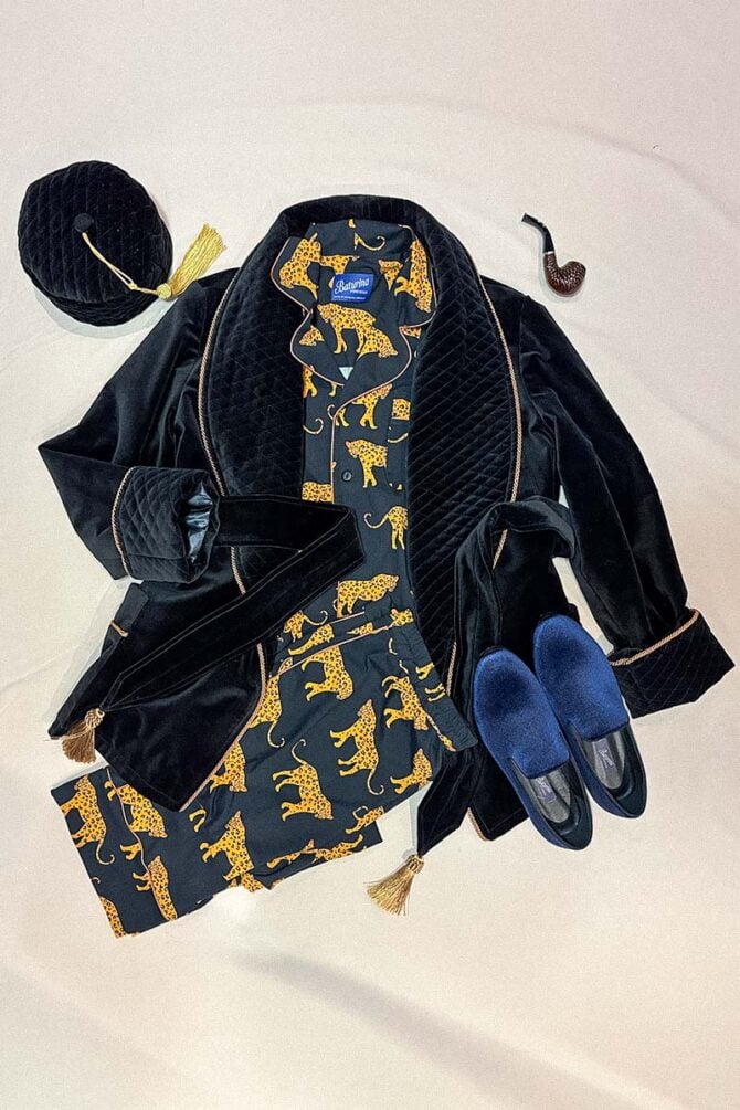 Herren Pyjama Set Baumwolle Jersey Golden Leopard - Warm und weich – Bild 5
