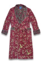 Herren Hausmantel Royal Burgund Gold Floral Jacquard
