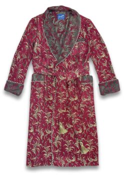 burgundy black gold floral dressing gown robe, Dressing Gowns and Pajamas by Baturina Homewear