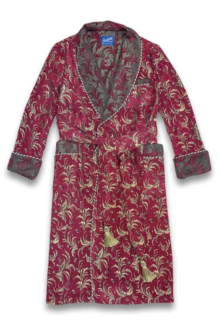 burgundy black gold floral dressing gown robe, Dressing Gowns and Pajamas by Baturina Homewear