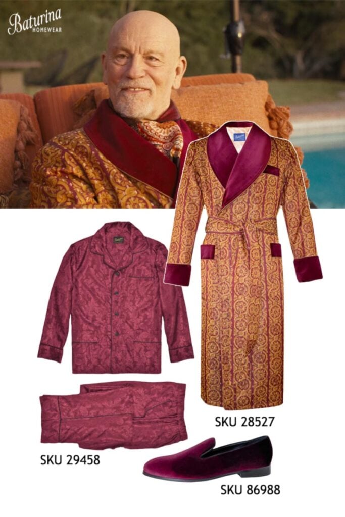 John Malkovich Wears Baturina Robe As Alfred Moretti in "Opus" john malkovich robe alfred moretti opus3, Dressing Gowns and Pajamas by Baturina Homewear