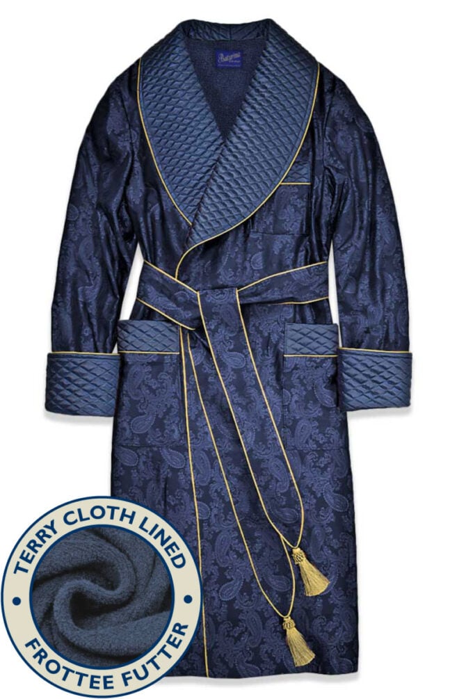 Men's Dressing Gown Paisley Jacquard Quilted with Terry Cloth Lining - Image 1