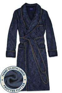 01navy terry 1 paisley silk cotton lined robe, Dressing Gowns and Pajamas by Baturina Homewear