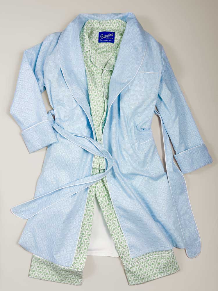 02my first robe collection blue cotton dressing gown flat lay photoshoot banner, Dressing Gowns and Pajamas by Baturina Homewear