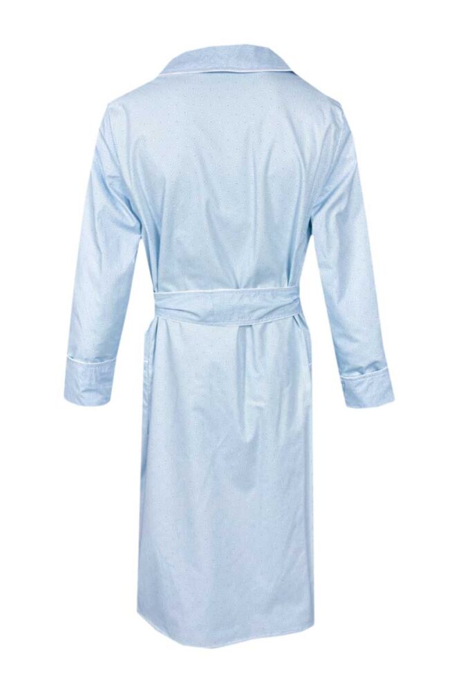 Herren Hausmantel Reine Baumwolle Blau Weiß – Bild 4