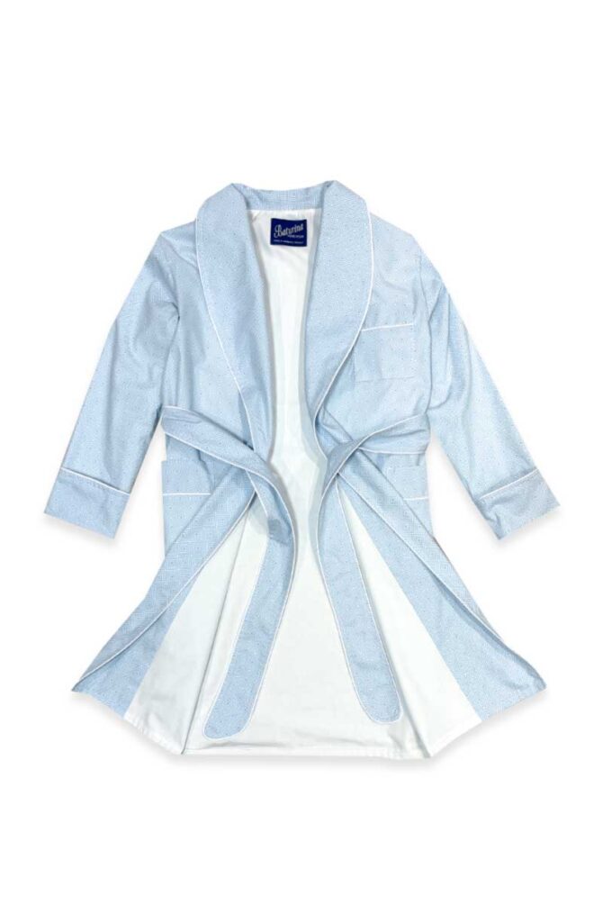 Kids' Dressing Gown Pure Cotton Blue White - Image 2