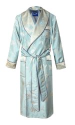1 pastel blue light gold floral dressing gown, Dressing Gowns and Pajamas by Baturina Homewear