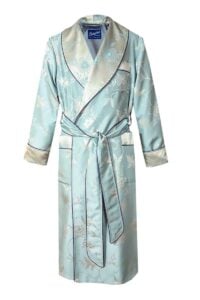 1 pastel blue light gold floral dressing gown, Dressing Gowns and Pajamas by Baturina Homewear