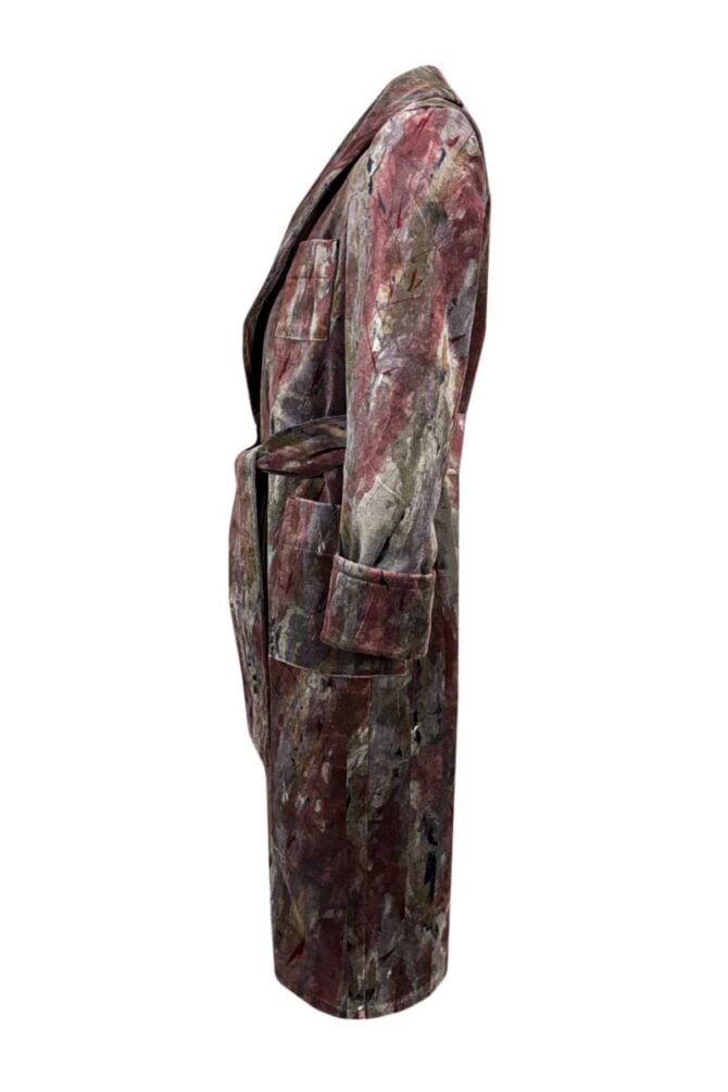 Men's Dressing Gown Maroon Velvet with Abstract Print inspired by Sherlock Holmes - Image 5