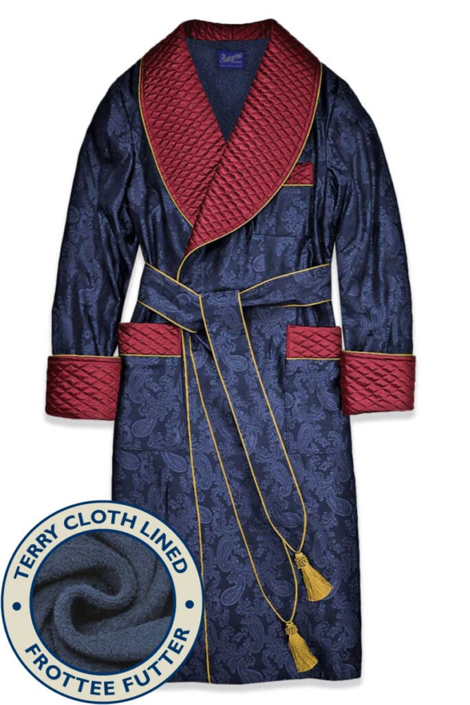 burgundy 01 navy terry 1 paisley silk cotton lined robe, Dressing Gowns and Pajamas by Baturina Homewear