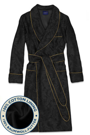 cotton black1 paisley silk cotton lined robe, Dressing Gowns and Pajamas by Baturina Homewear