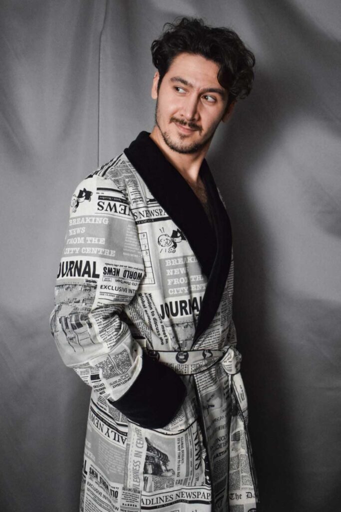 mens newspaper print robe, Dressing Gowns and Pajamas by Baturina Homewear