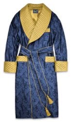 navy gold 01 paisley silk dressing gown robe, Dressing Gowns and Pajamas by Baturina Homewear